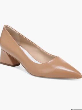Franco Sarto Tan Pointed-Toe Block Heel Pump